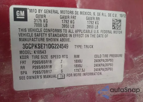 2013 Chevrolet Silverado 1500 Lt from USA, damaged, VIN 3GCPKSE71DG224549